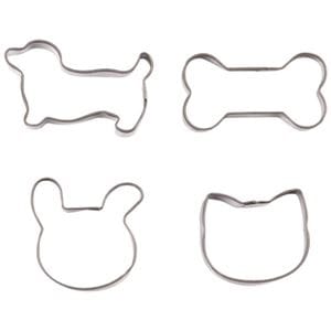 【5セット】 パール金属 ラフィネ ステンレス製クッキー抜き型4個セット ドック・ボーン・うさぎ・ねこ D-6151X5NK005