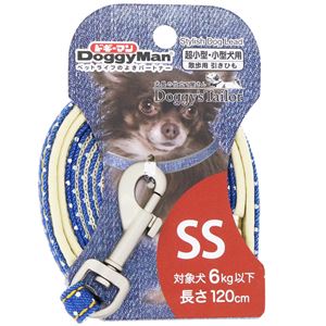 （まとめ） Doggy's Tailor ドッグリード SS デニムスタイル ブルー／ドット 【×3セット】 （犬用品／リード）(卸商品)