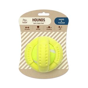 (まとめ)ハウンズ クロスボール イエロー【×3セット】 (犬用玩具)(卸商品)