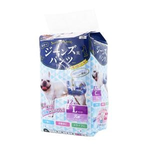 （まとめ）ジーンズ風パンツ L 12枚 （ペット用品）【×8セット】(卸商品)