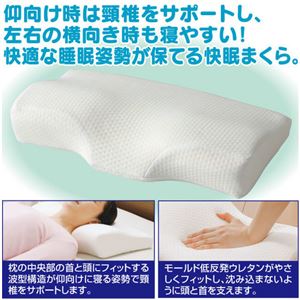 メディキュアピロー/枕 【R型】 幅50cm×奥行30cm×高さ6cm～10cm 低反発ウレタンフォーム ポリエステル100％(卸商品)