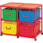 おもちゃ収納 収納棚 幅87cm 大型 4型 キャスター付き キッズ ビッグバスケット 子供用 子ども部屋 リビング オモチャ 玩具 遊具NK005|卸直送品