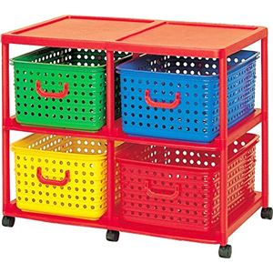 おもちゃ収納 収納棚 幅87cm 大型 4型 キャスター付き キッズ ビッグバスケット 子供用 子ども部屋 リビング オモチャ 玩具 遊具(卸商品)