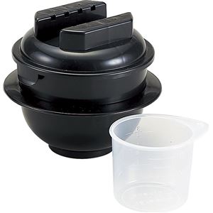 電子レンジ専用 炊飯器 【1合炊き】 日本製 備長炭配合 耐熱仕様 計量カップ 飯ベラ付き 『ちびくろちゃん』(卸商品)