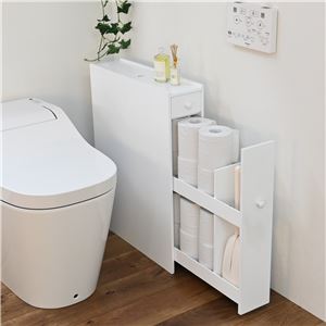 トイレラック トイレ収納 約幅14cm スリム ホワイト トイレットペーパー収納 すき間収納 コンパクト 御手洗い お手洗い(卸商品)