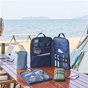 リヒトラブSFJ×LIHIT LAB. スタンドポーチ 14型ワイド対応 オーシャンネイビー A-3202-11 1個NK005