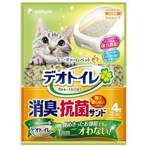 (まとめ)デオトイレ 飛び散らない消臭・抗菌サンド 4L (ペット用品)【×4セット】(卸商品)