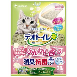 (まとめ)デオトイレ ふんわり香る消臭・抗菌サンド ホワイトフローラルの香り 3.8L (ペット用品)【×4セット】(卸商品)
