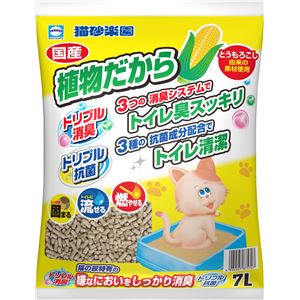 （まとめ）猫砂楽園 植物だから 7L （ペット用品）【×6セット】(卸商品)