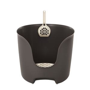 （まとめ）ラプレ 壁高ネコトイレ ダークグレー (ペット用品) (×2セット）(卸商品)