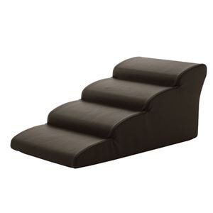ドッグステップ/ペット用品 【4段 ブラウン】 幅40.5cm 合皮/合成皮革張地 ウレタンフォーム 〔リビング 室内犬〕(卸商品)