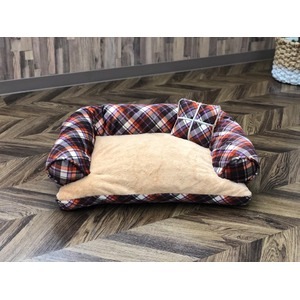 Pet Bed（ペットベッド）あご置きクッション付き パープル×キャメル(卸商品)