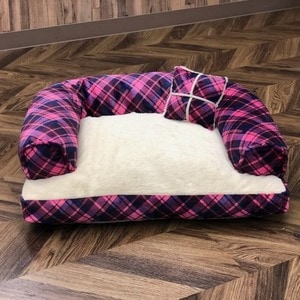 Pet Bed（ペットベッド）あご置きクッション付き ピンク×ホワイト(卸商品)
