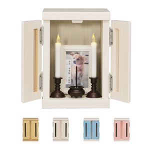 ペット仏壇 ペット仏具 Sサイズ 約21×22×29.5cm ブルー 日本製 引き出し付き 扉付き 家具調 メモリアルボックス 完成品(卸商品)