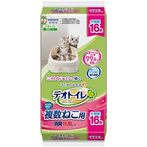 (まとめ）ユニ・チャーム デオトイレ 複数ねこ用消臭・抗菌シート 1パック（16枚）【×10セット】(卸商品)