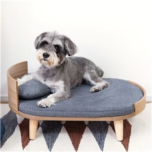 ペットベッド 約幅60×奥行40×高さ25.5cm ナチュラル 天然木 脚付き カバーリング式 手洗い可 クッション付 ペット用品 組立品(卸商品)