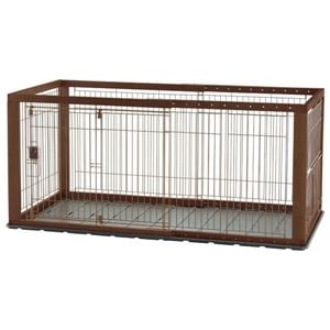 木製スライドペットサークル ワイド ダークブラウン（DB） アンダートレー付  組立品(卸商品)