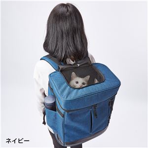 Liscio CAT リュックキャリー ネイビー (ペット住関連用品/キャリー/布製)(卸商品)