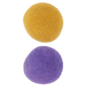 （まとめ）ウールボール イエロー/パープル【×5セット】 (猫用玩具)(卸商品)
