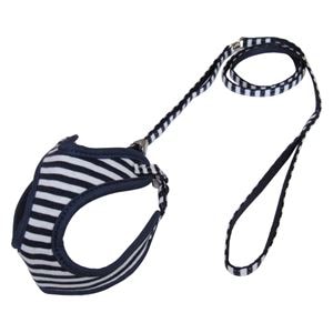 （まとめ）ストライプソフトハーネスリード SS ネイビーホワイト【×2セット】 (犬用品/ハーネス)(卸商品)