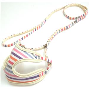 （まとめ）ストライプソフトハーネスリード 3S マルチホワイト【×2セット】 (犬用品/ハーネス)(卸商品)