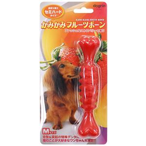 （まとめ）かみかみフルーツボーン セミハード Mサイズ ストロベリー【×3セット】 (犬用玩具)(卸商品)