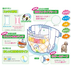 男の子＆女の子のためのマナーおむつ のび～るテープ SS ジャンボパック64枚 (犬 衛生用品/トイレ)(卸商品)