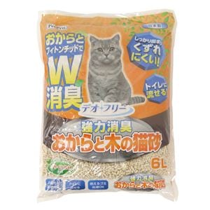 （まとめ）デオフリー 強力消臭 おからと木の猫砂 6L【×3セット】 (猫砂)(卸商品)