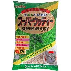 （まとめ）ファインキャット スーパーウッディー 12L【×2セット】 (猫砂)(卸商品)