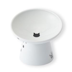 ハッピーダイニング 猫用 脚付フードボウル 斜めタイプ 猫柄 (猫用品)(卸商品)