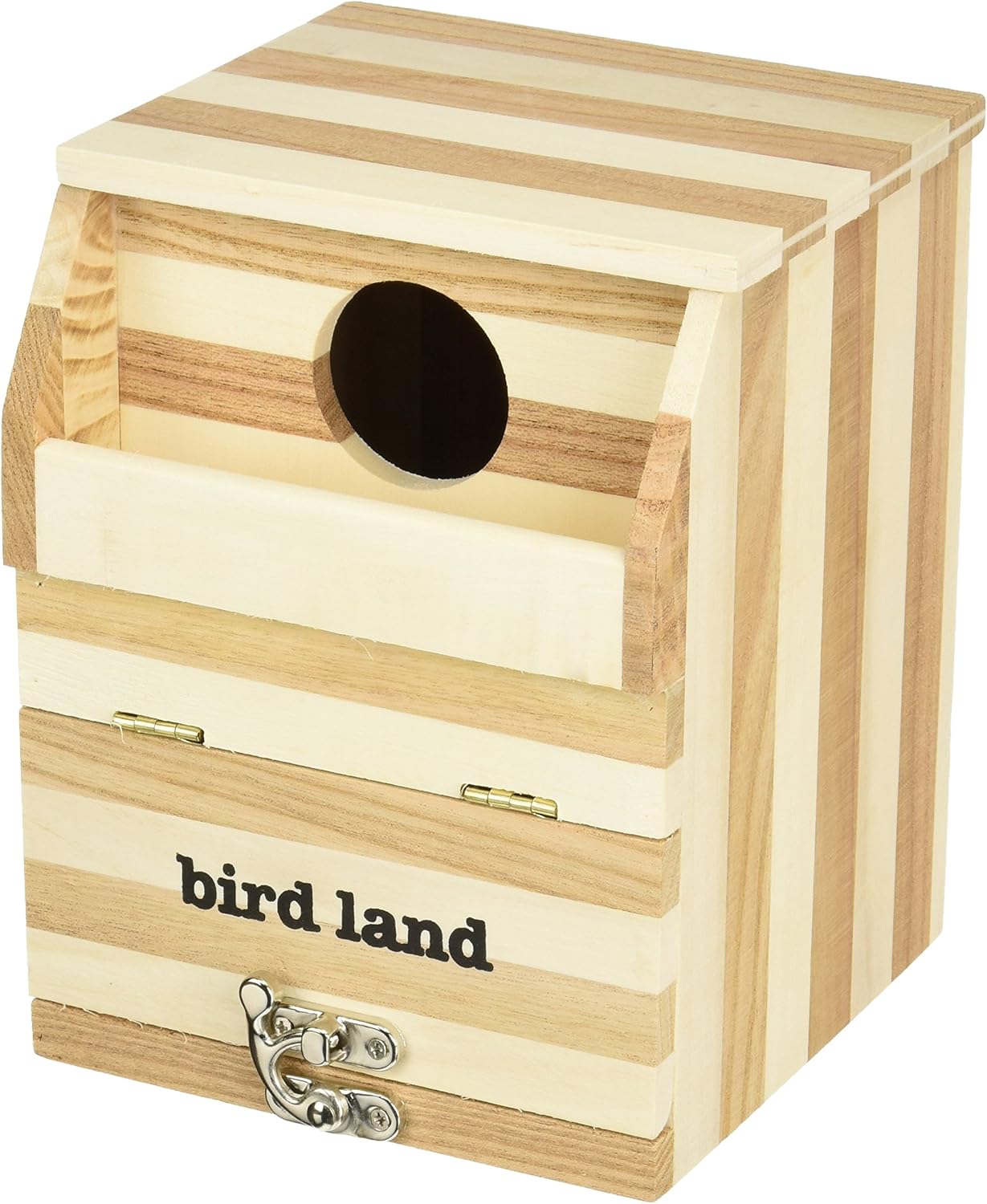 バードルーム セキセイインコ・自然木100%巣箱 天然素材 マグネット着脱式屋根 正面扉鍵付き