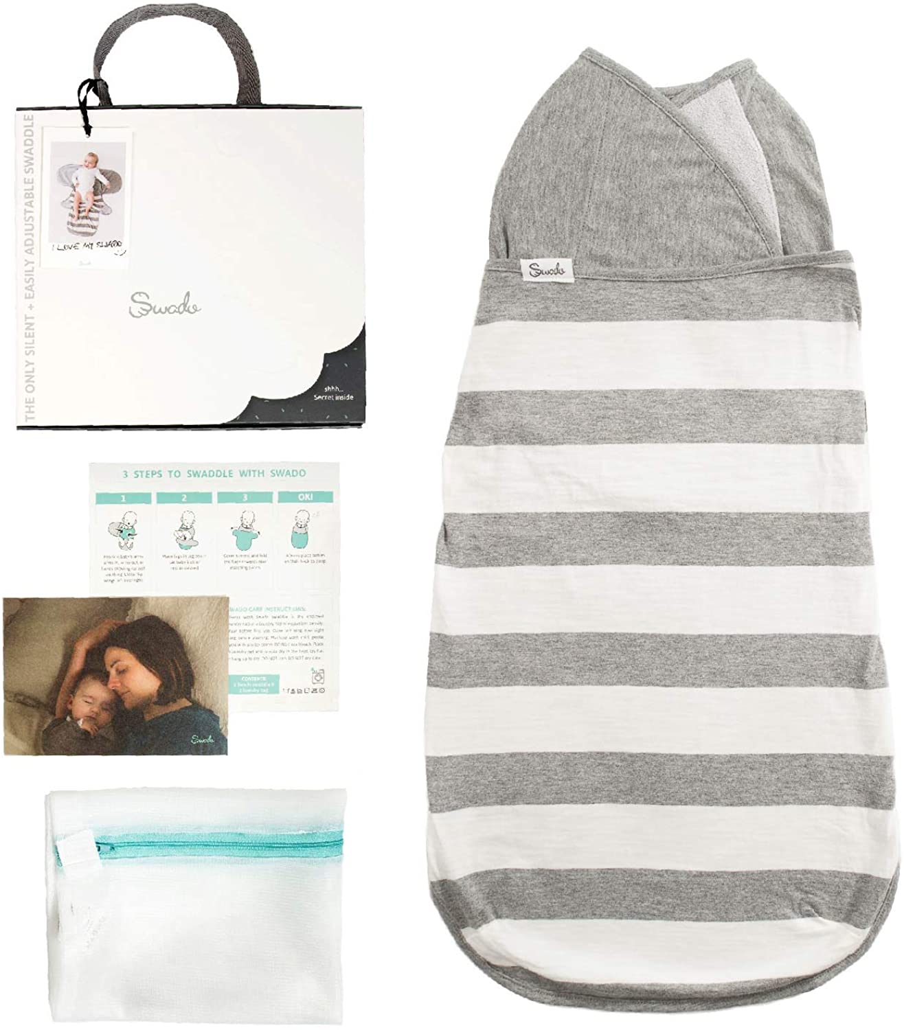 Swado オーガニックコットン100％ おくるみ 音のしないサイレントファスナー