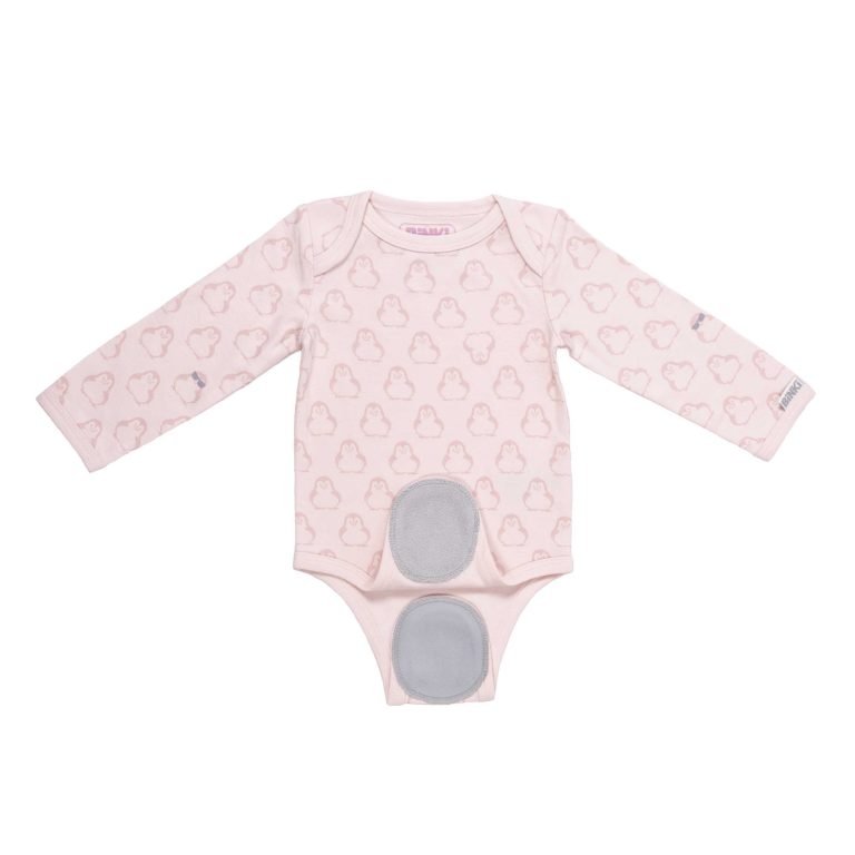 BiNKi 長袖ロンパース オーガニックコットン100% ビンキペンギン柄 ピンク オランダ発のダッチデザイン Long sleeve romper M/L/XL