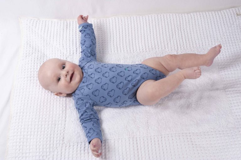 BiNKi 長袖ロンパース オーガニックコットン100% ビンキペンギン柄 ブルー オランダ発のダッチデザイン Long sleeve romper M/L/XL