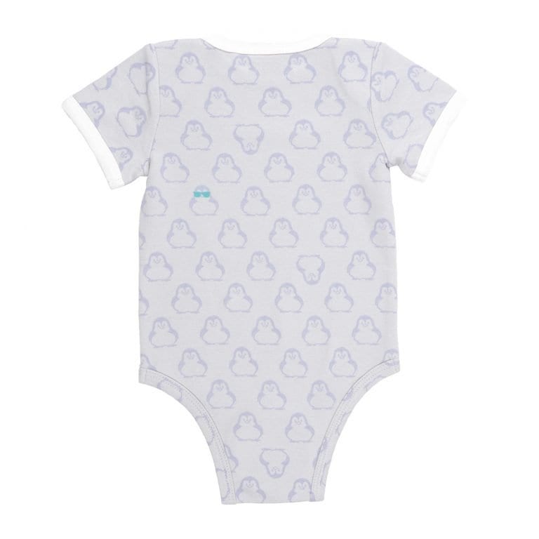 BiNKi 半袖ロンパース オーガニックコットン100% ビンキペンギン柄 グレー オランダ発のダッチデザイン Short sleeve romper M/L/XL