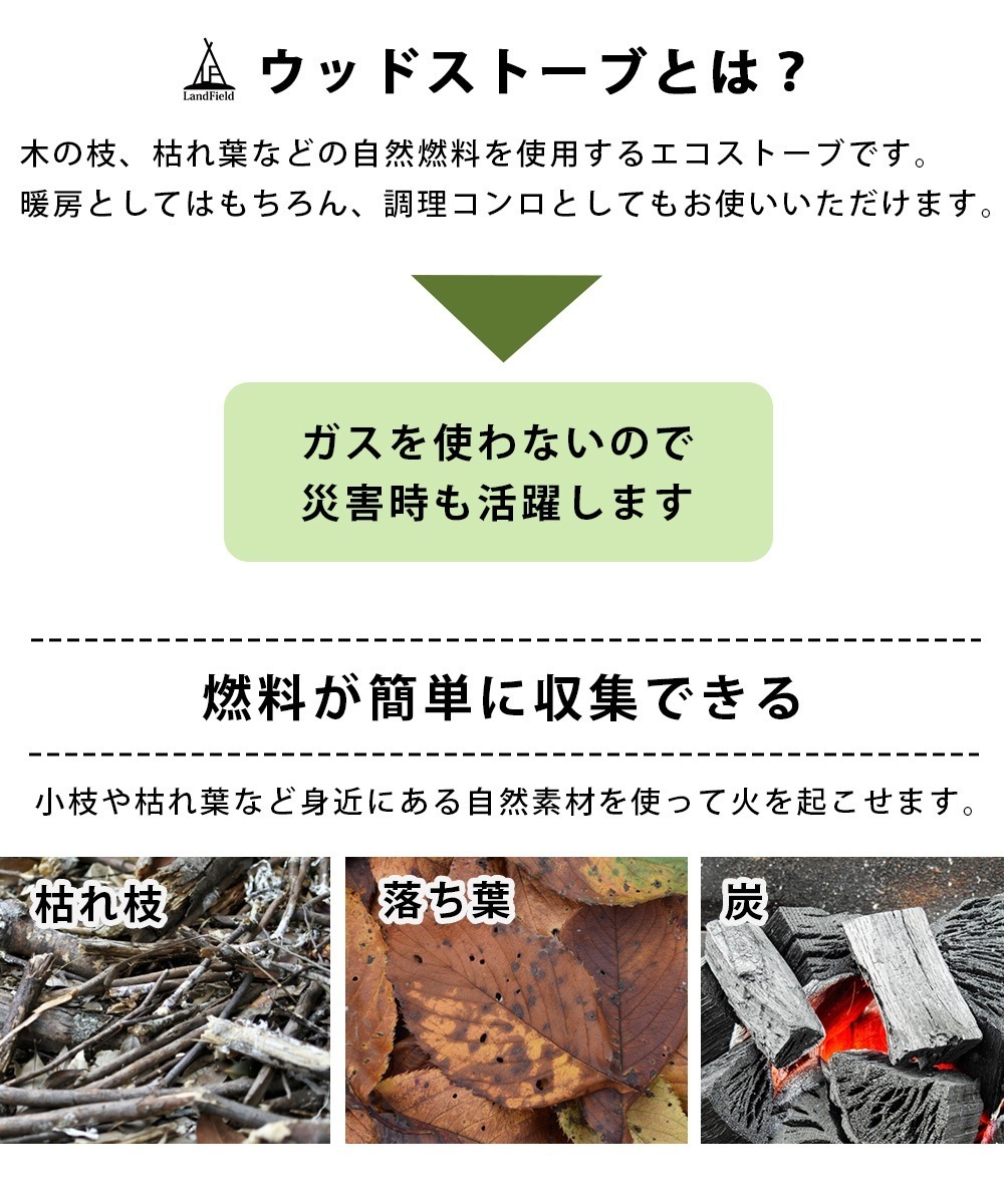 Landfield ウッドストーブ 大型サイズ LF-CWS030 ガス不使用