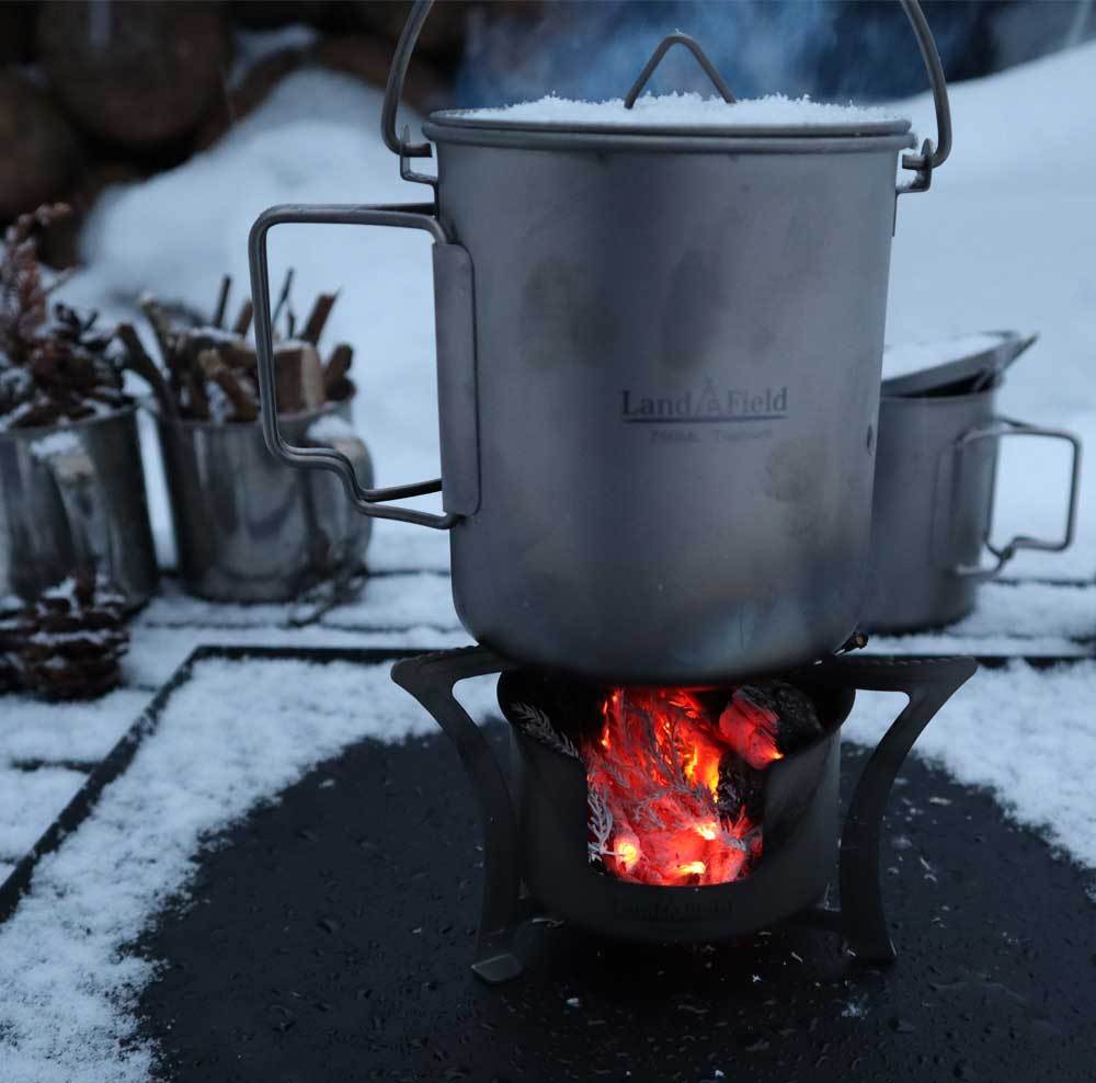 LandField ハイブリッドストーブ LF-HBS010 2wayアルコール・落ち葉も可能 ソロキャンプ 風よけ