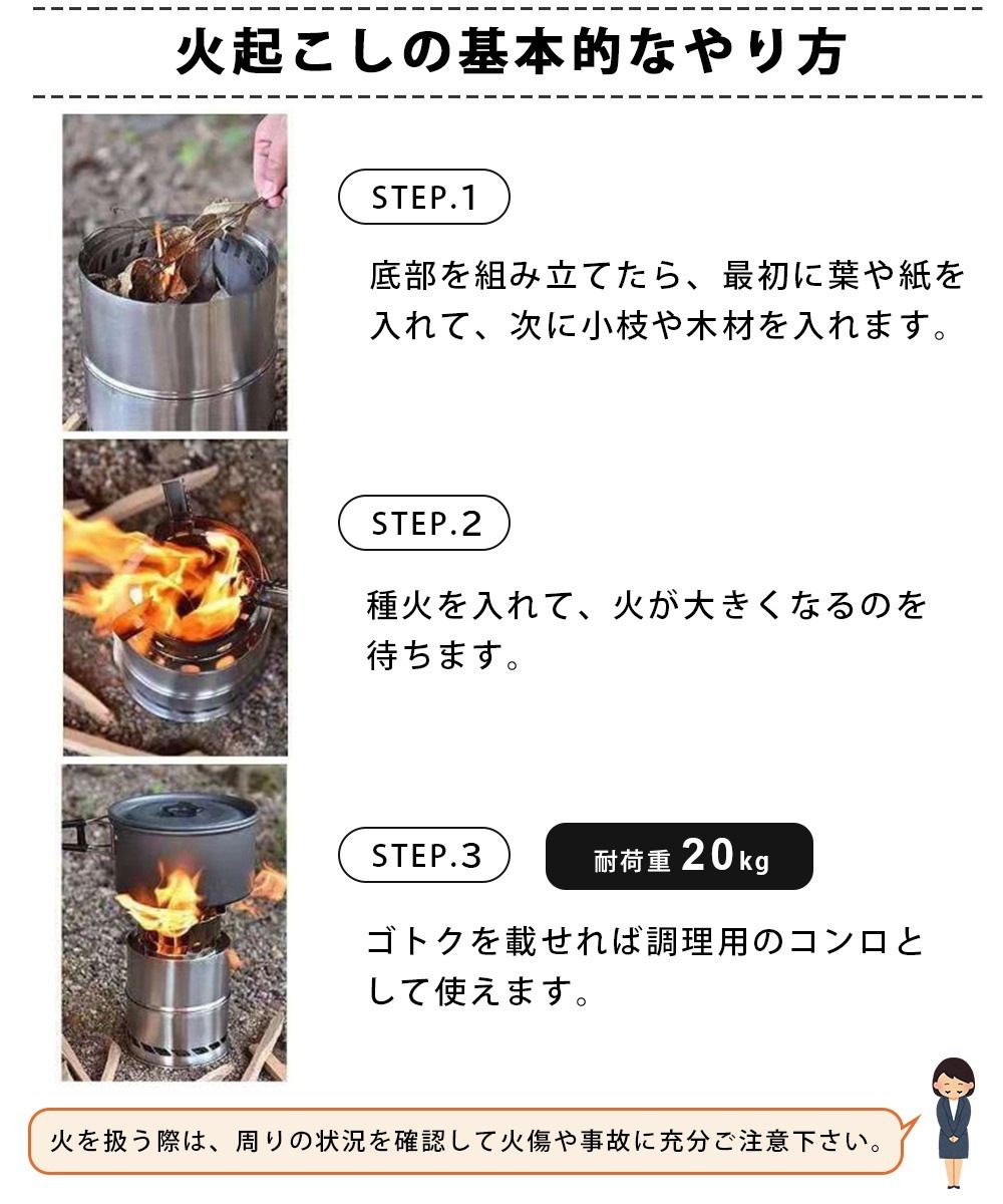 Landfield ウッドストーブ 中型サイズ LF-CWS020 自然燃料 コンパクトサイズ ガス不要