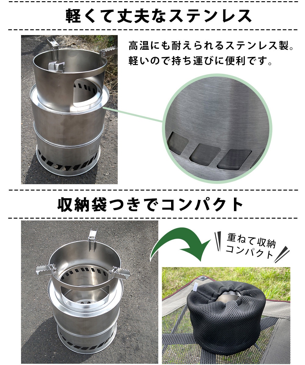 Landfield ウッドストーブ 中型サイズ LF-CWS020 自然燃料 コンパクトサイズ ガス不要