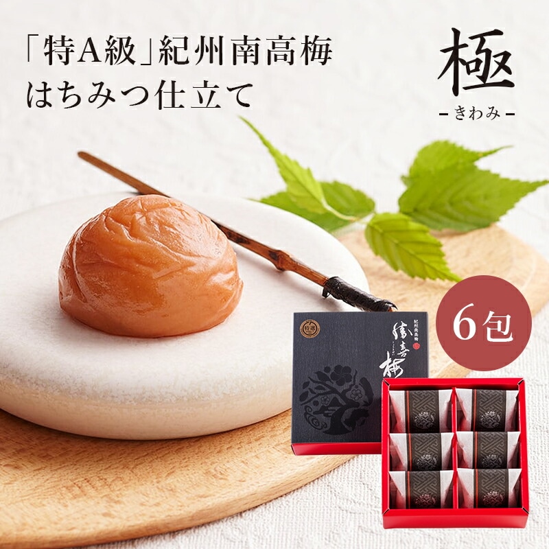 【和歌山 勝僖梅】 最高級 紀州南高梅 「はちみつ仕立て 極 (6包)」 人気梅干し 老舗 送料無料
