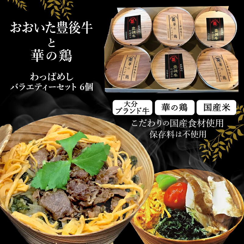 【大分 クールフーズHANA 菜】 おおいた豊後牛と華の鶏わっぱめし バラエティーセット 冷凍 140g×各3ヶ入 6人前