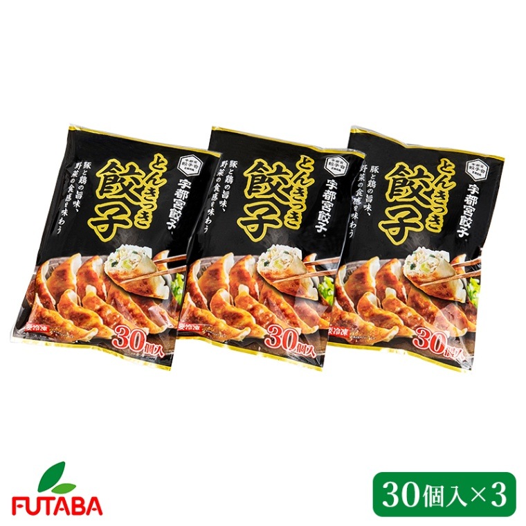 【栃木 フタバ食品】 とんきっき 本格冷凍餃子 3袋セット 30個入り 本場宇都宮餃子 宇都宮グルメ お取り寄せグルメ 宇都宮餃子会正組合員 栃木県産野菜使用 ぎょうざ スタミナメニュー 中華 惣菜 