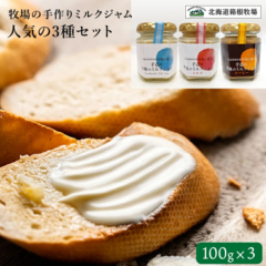 【北海道 箱根牧場】 濃厚！ 牧場の手作りミルクジャム 100g×3 プレーン イチゴ コーヒー 千歳市 循環型農業 瓶 練乳 北海道グルメ ジャム いちご 牧場 クリーム 
