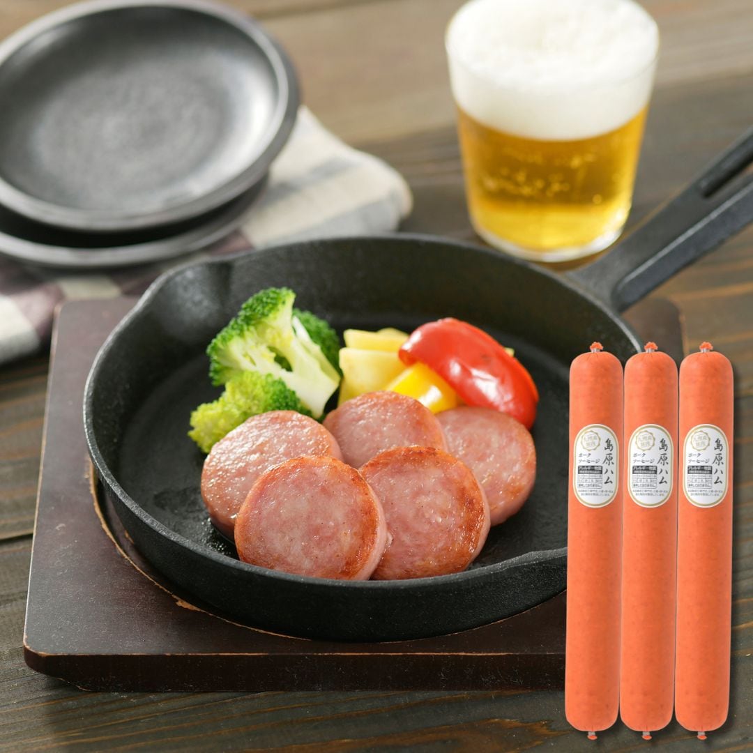 【冷蔵】島原ハムポークソーセージ800g　3本セット