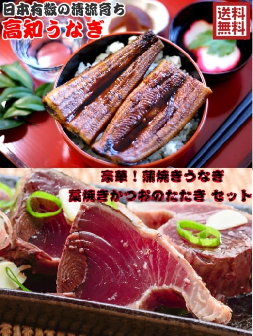 高知特産！うなぎ蒲焼き2尾　藁焼きかつおたたき4節(800ｇ)