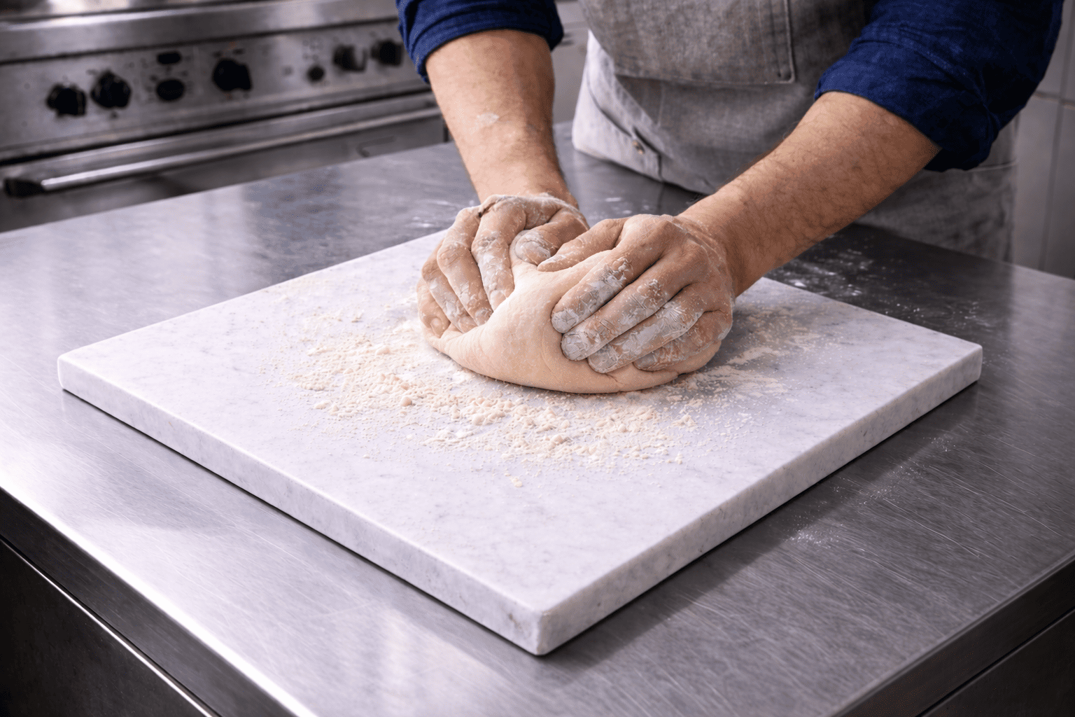 【お徳用】プロ愛用！　ペストリーボード　サイズを選べる人工大理石製パンこね台　白・白砂目　Mサイズ　厚み0.9cm