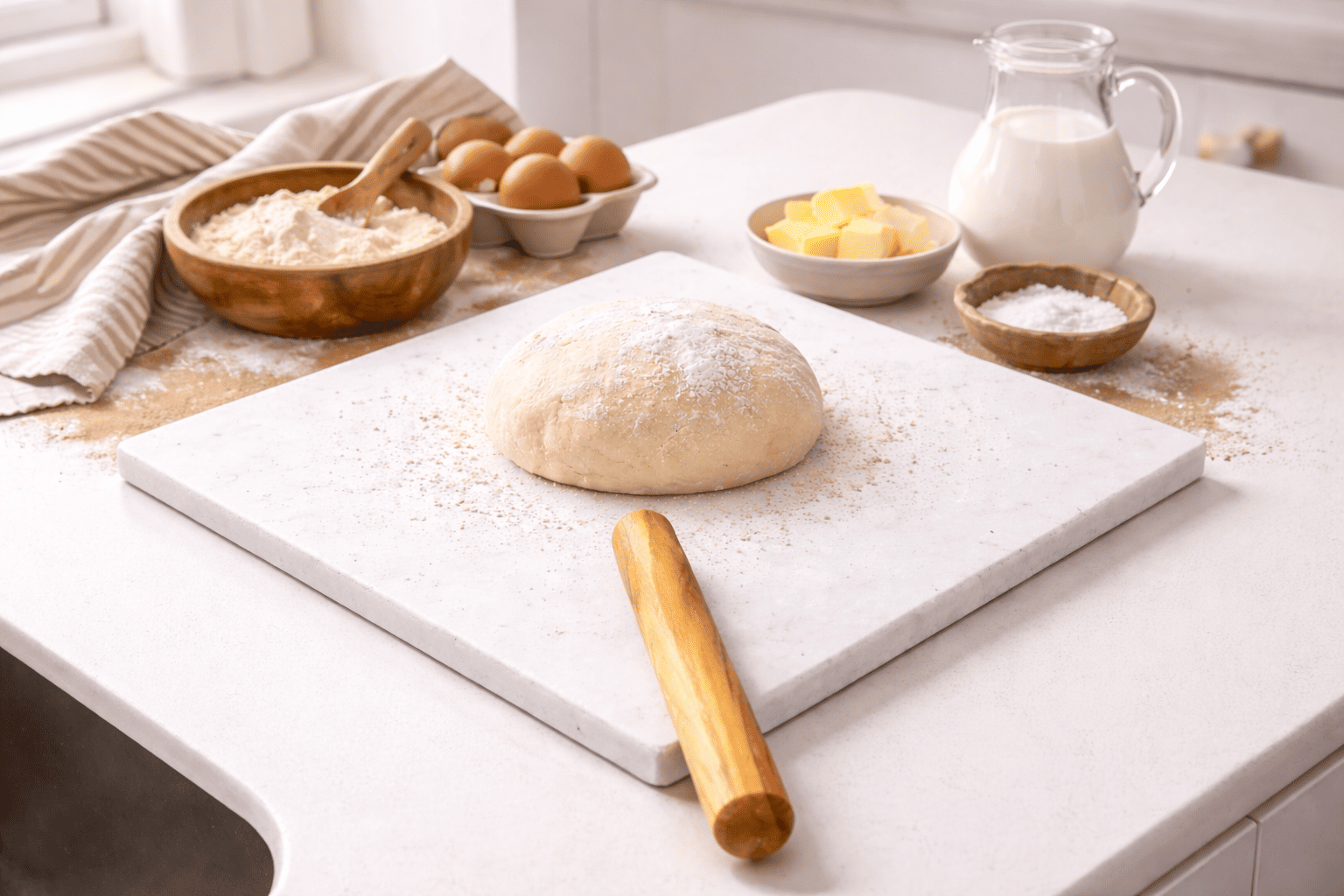 【お徳用】プロ愛用！　ペストリーボード　サイズを選べる人工大理石製パンこね台　白・白砂目　Mサイズ　厚み0.9cm