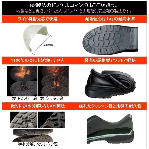 チャ【ドンケルコマンド】安全靴R2-04T 安全靴 ドンケルコマンド 長編上靴ファスナー付き R2-04T 牛革