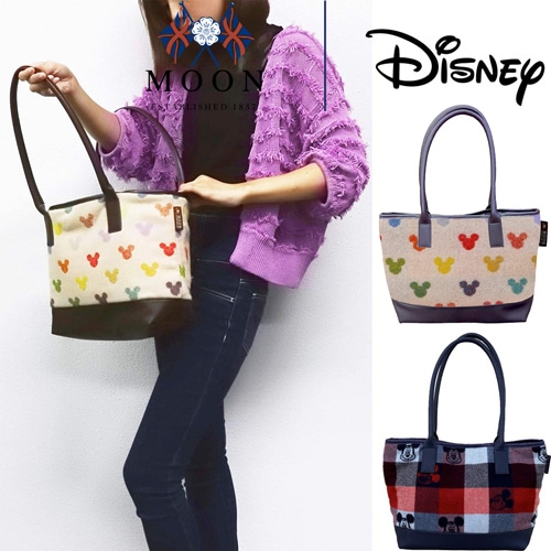 トートバッグ ディズニー ミッキー H26×W41×D12cm トラッドチェック 英国 MOON社 ウール生地使用