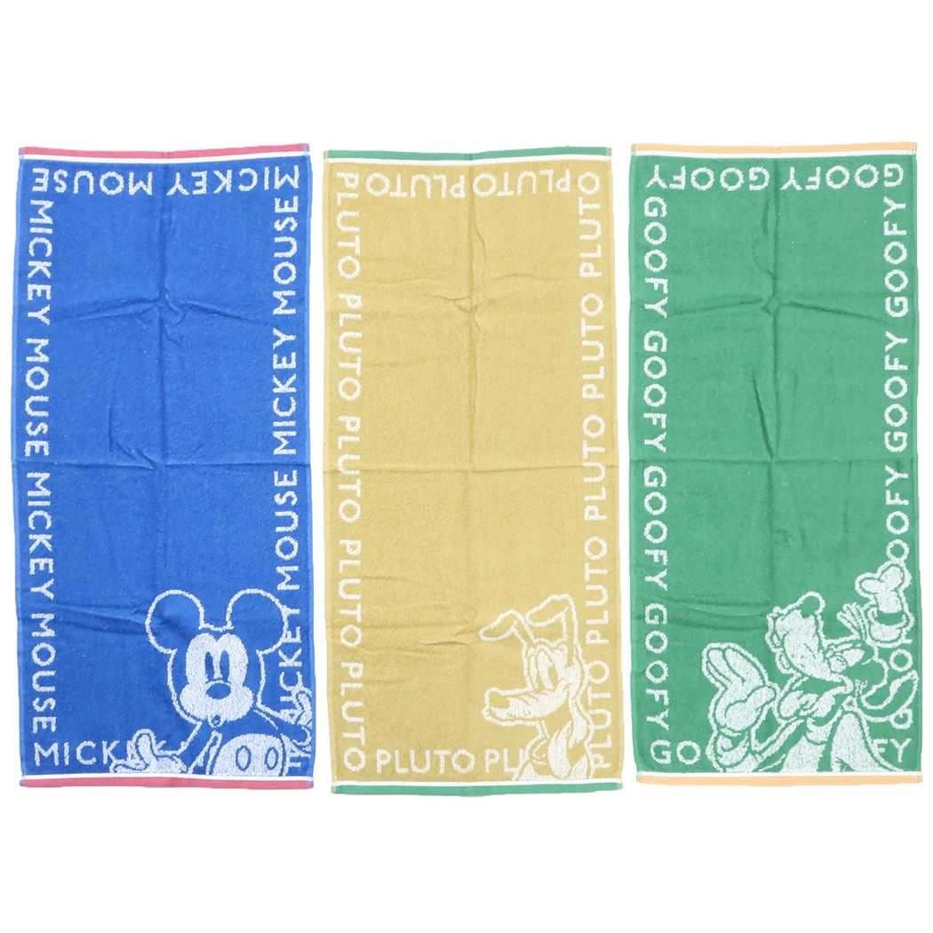 【フェイスタオル】ミッキーマウス フェイスタオル ジャガードロングタオル3枚セット